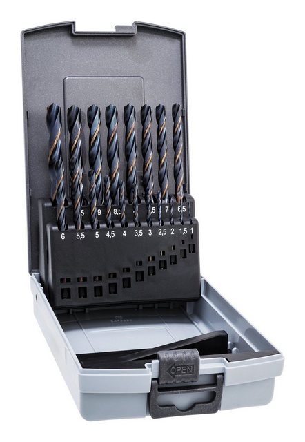 Bild von ALPEN Spiralbohrer Set Sprint Master (ø 1-10 mm, Bohrer kurz, DIN 338 RN, mit Kunststoff-Box, Bohrer für Stahl legiert + unlegiert) 812311100
