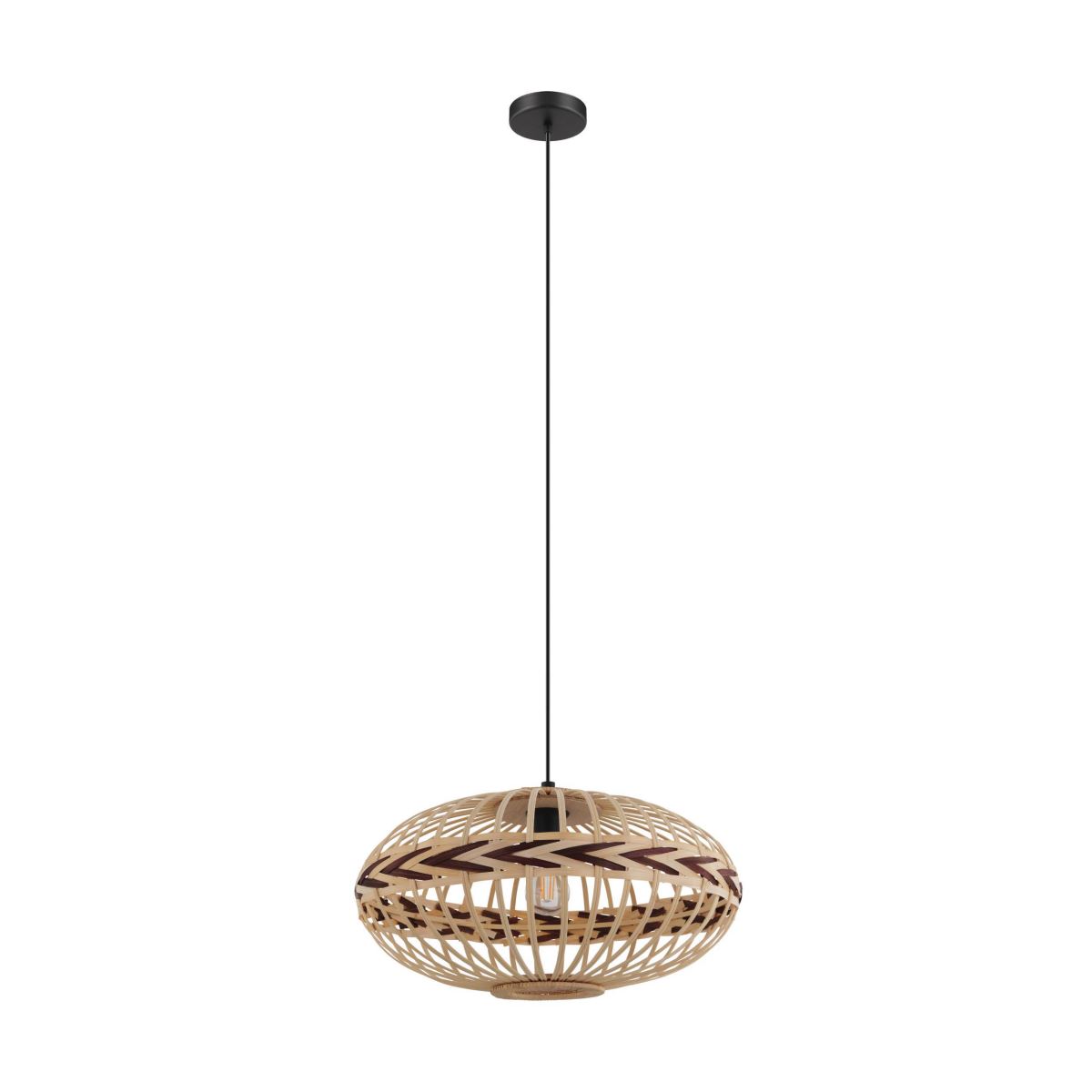 Bild von EGLO Hängeleuchte Dondarrion, ohne Leuchtmittel, Holzkorb geflochten, Natur, Braun, Vintage, Hygge, Boho, 1-flammig