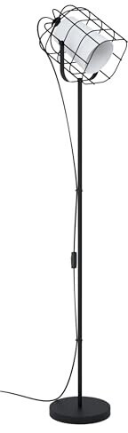 Bild von EGLO Stehlampe Bittams, 1 flammige Stehleuchte Vintage, Industrial, Standleuchte aus Stahl und Textil, Wohnzimmerlampe in Schwarz, Weiß, Lampe mit Schalter, E27 Fassung