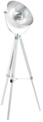Bild von EGLO Dreibein Stehlampe Covaleda, 1 flammige Vintage Stehleuchte, Standleuchte aus Holz und Stahl, Farbe: Weiß, silber, chrom, Fassung: E27, inkl. Schalter