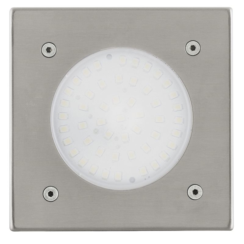 Bild von EGLO LED Bodeneinbauleuchte Lamedo, 1 flammige Einbauleuchte, Wegelampe aus Edelstahl, Farbe: Silber, Glas: Weiß, satiniert, eckig, IP67