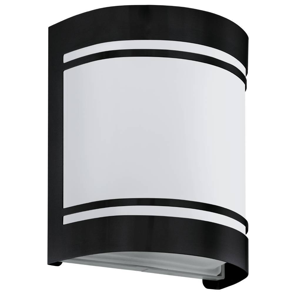 Bild von EGLO Außen Wandlampe Cerno, 1 flammige Außenleuchte, Wandleuchte aus verzinktem Stahl in Schwarz und satiniertem Glas in Weiß, Außenlampe E27, IP44