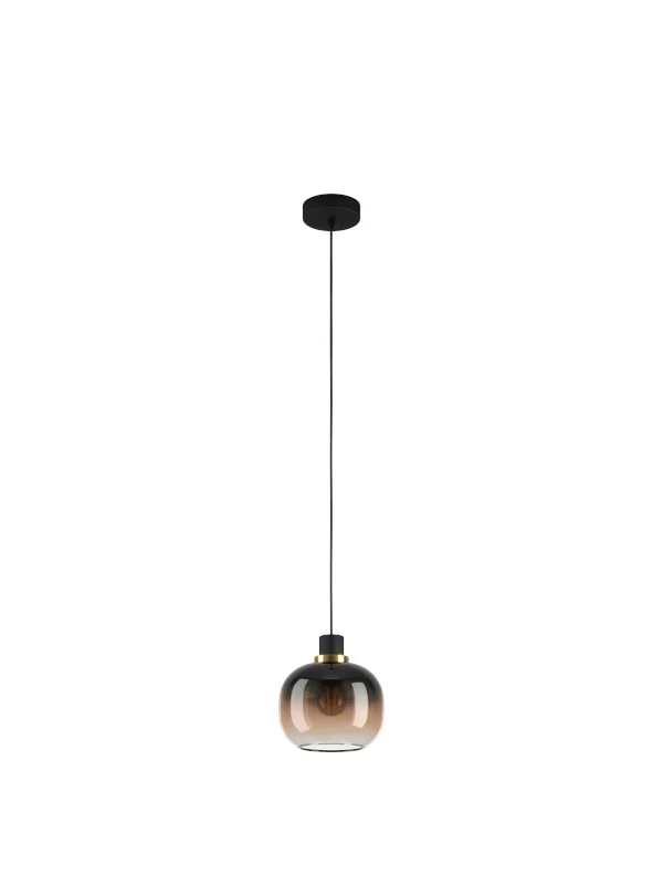Bild von Eglo Pendelleuchte Oilella 1-flammig Schwarz-Messing 110 cm x Ø 19 cm