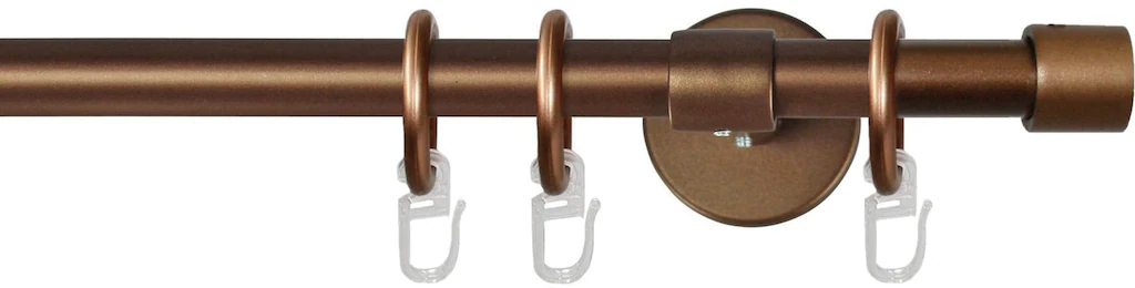 Bild von Gardinenstange GARESA "RUSTIKA", braun (bronzefarben), L:420cm Ø:16mm, Metall, Gardinenstangen, rustikale Vorhanggarnitur, verlängerbar, m. Ringe, Endkappe