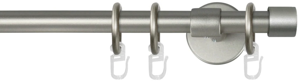 Bild von Gardinenstange GARESA "RUSTIKA", silber (mattchromfarben), L:410cm Ø:16mm, Metall, Gardinenstangen, rustikale Vorhanggarnitur, verlängerbar, m. Ringe, Endkappe