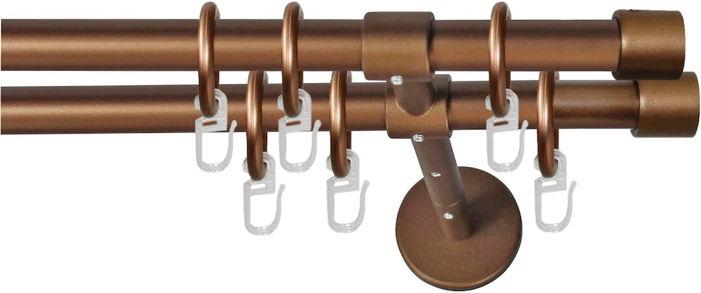 Bild von Gardinenstange GARESA "RUSTIKA", braun (bronzefarben), L:110cm Ø:16mm, Metall, Gardinenstangen, rustikale Vorhanggarnitur, verlängerbar, m. Ringe, Endkappe