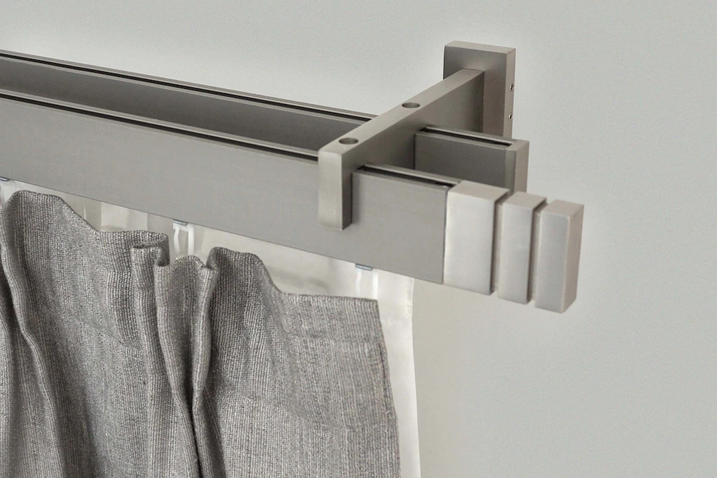 Bild von Gardinenstange GARESA "FLAT", silber (vernickelt), L:320cm, Aluminium, Gardinenstangen, Rechteckprofil, Wandmontage, perfekter Lauf, modern, verlängerbar