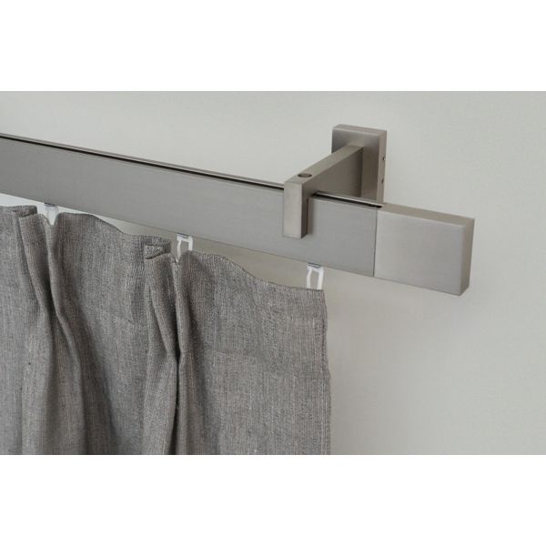 Bild von Gardinenstange GARESA "FLAT", silber (vernickelt), L:280cm, Aluminium, Gardinenstangen, Rechteckprofil, Wandmontage, perfekter Lauf, modern, verlängerbar