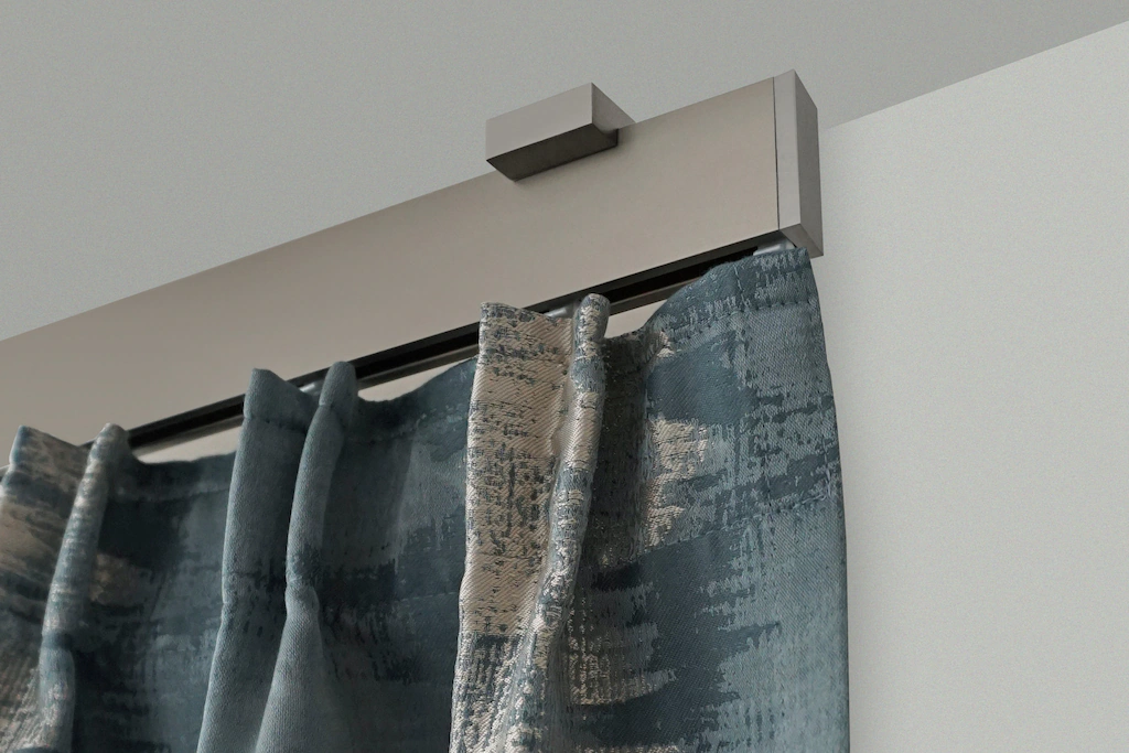 Bild von Gardinenstange GARESA "FLAT", silber (vernickelt), L:220cm, Aluminium, Gardinenstangen, Rechteckprofil, perfekter Lauf, modern, verlängerbar, mit Endkappe