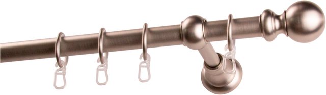 Bild von Gardinenstange GARESA "ANDREA", silber (mattnickelfarben), L:480cm Ø:20mm, Metall, Gardinenstangen, Vorhanggarnitur, verlängerbar, Endknopf Kugel lang, mit Ringen
