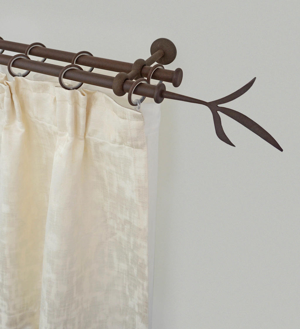 Bild von Gardinenstange GARESA "ESPERANCA", braun (rost), L:340cm Ø:16mm, Metall, Gardinenstangen, rustikale Vorhanggarnitur, verlängerbar, Endknopf Zweig, m. Ringe