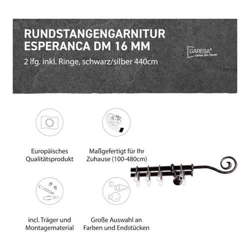 Bild von Garesa Gardinenstange Esperanca Ø 16mm, 2-läufig, Messing, antik I Rustikale Vorhangstange inkl. Ringe + Faltenlegehaken I Mit Endknopf Spirale I Wandmontage I 170cm, GARESA Gardinenstange »ESPERANCA«, 2 läufig-läufig, Wunschmaßlänge, rustikale Vorhanggarnitur, verlängerbar, Eisen, Endk. Spirale, Gardinenstange GARESA "ESPERANCA", gold (antikmessingfarben), L:170cm Ø:16mm, Metall, Gardinenstangen, rustikale Vorhanggarnitur, verlängerbar, Eisen, Endk. Spirale, GARESA Gardinenstange ESPERANCA, Ø 16 mm, 2-läufig, Wunschmaßlänge, verschraubt, Metall, rustikale Vorhanggarnitur, verlängerbar, Eisen, Endk. Spirale