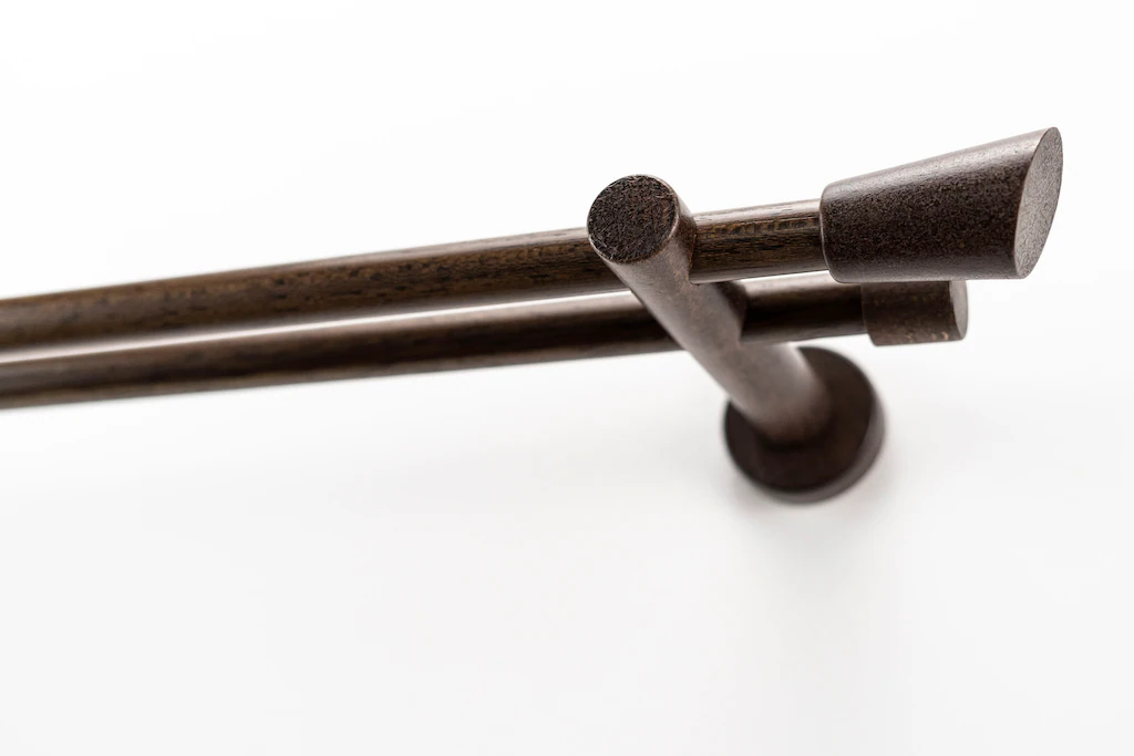 Bild von GARESA Gardinenstange MOLIS, Ø 20 mm, 2-läufig, Wunschmaßlänge, mit Bohren, verschraubt, Holz, Metall, Vorhanggarnitur, verlängerbar, Wandmontage, Keil, ohne Ringe