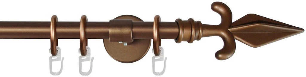 Bild von Gardinenstange GARESA "RUSTIKA", braun (bronzefarben), L:370cm Ø:16mm, Metall, Gardinenstangen, rustikale Vorhanggarnitur, verlängerbar, m. Ringe, Endknopf Pfeil
