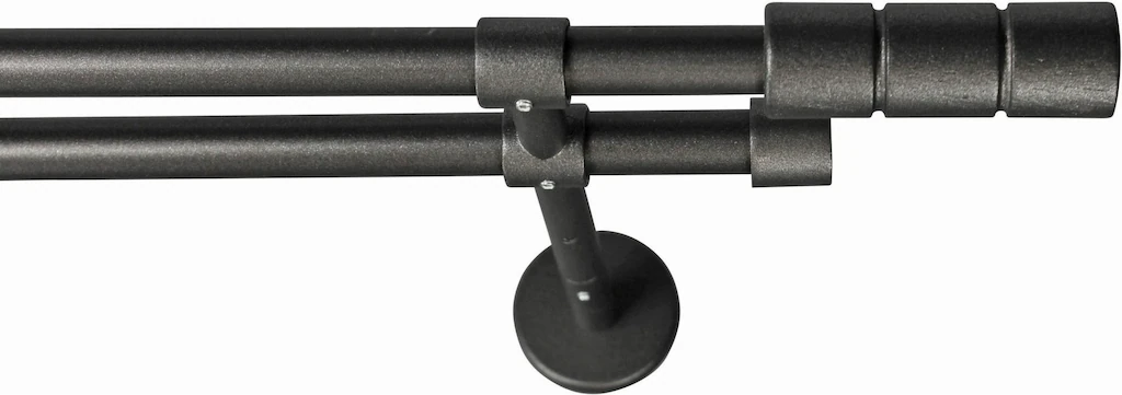 Bild von GARESA Gardinenstange STAURA, Ø 16 mm, 2-läufig, Wunschmaßlänge, mit Bohren, verschraubt, Holz, Metall, Vorhanggarnitur, verlängerbar, Knopf mit 2 Rillen, ohne Ringe