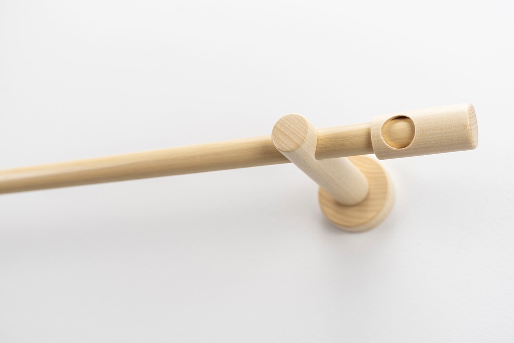 Bild von GARESA Gardinenstange PANDRI, Ø 20 mm, 1-läufig, Wunschmaßlänge, mit Bohren, verschraubt, Holz, Vorhanggarnitur, verlängerbar, gerader Knopf mit Ausschnitt