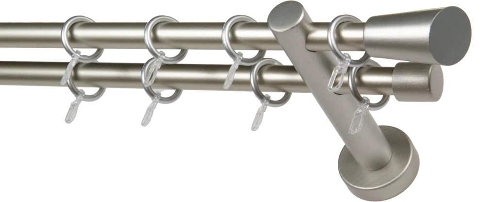 Bild von Gardinenstange GARESA "MOLIS", silber (mattchromfarben), L:470cm Ø:20mm, Metall, Holz, Aluminium, Gardinenstangen, Vorhanggarnitur, verlängerbar, Wandmontage, mit Ringe/2 Lauf Gleiter