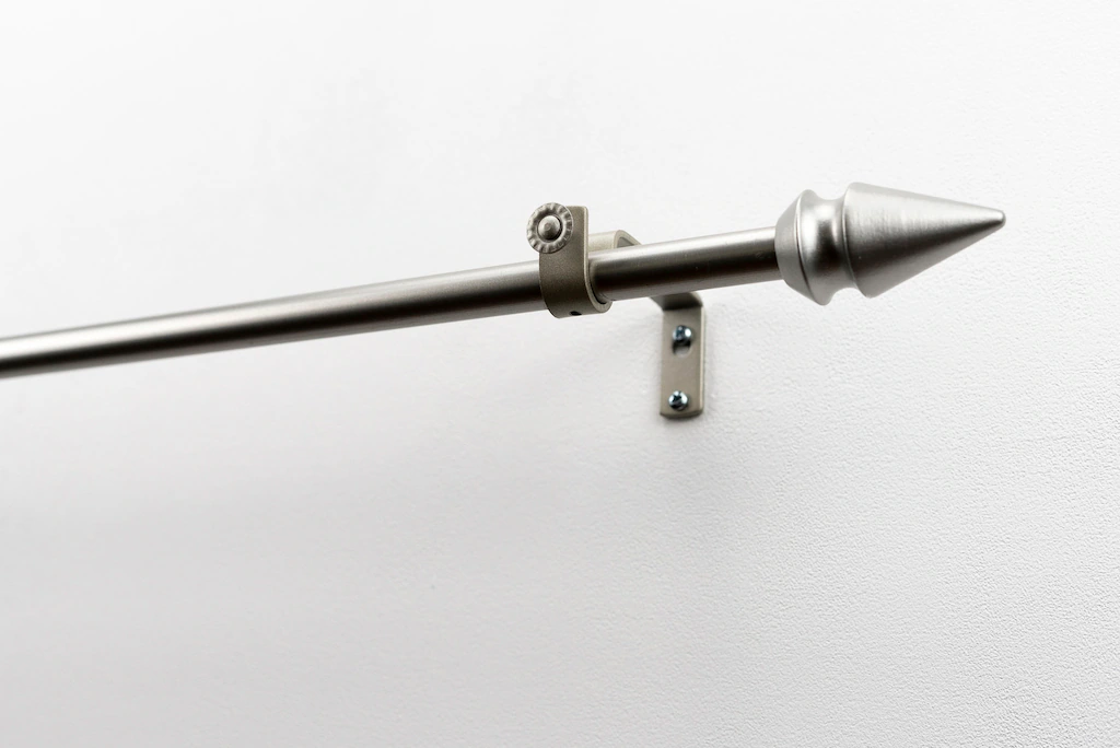 Bild von Gardinenstange GARESA "SPYRNA mit offenem Träger", silber (mattchromfarben), L:250cm Ø:16mm, Metall, Holz, Gardinenstangen, Vorhanggarnitur, verlängerbar, Spitze, ohne Ringe