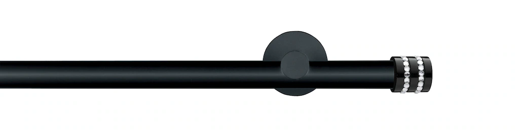 Bild von GARESA Gardinenstange BLACK, Ø 20 mm, 1-läufig, Wunschmaßlänge, verschraubt, Eisen, Vorhanggarnitur, Innenlauf, verlängerbar, Endknopf mit Glitzersteinen
