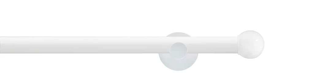 Bild von GARESA Gardinenstange WHITE, Ø 20 mm, 1-läufig, Wunschmaßlänge, verschraubt, Eisen, Vorhanggarnitur, verlängerbar, Wandmontage, Endknopf Kugel, mit Ringe