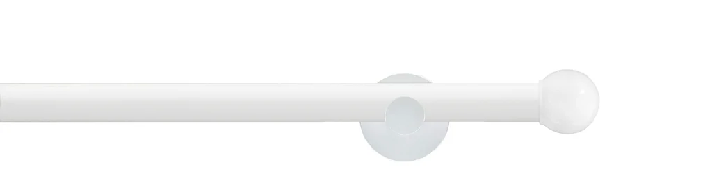 Bild von GARESA Gardinenstange WHITE, Ø 20 mm, 2-läufig, Wunschmaßlänge, verschraubt, Eisen, Vorhanggarnitur, verlängerbar, Wandmontage, Endknopf Kugel, mit Ringe