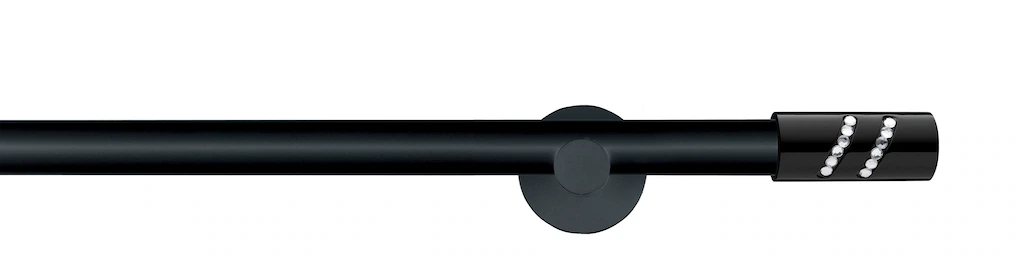 Bild von GARESA Gardinenstange BLACK, Ø 20 mm, 1-läufig, Wunschmaßlänge, verschraubt, Eisen, Vorhanggarnitur, verlängerbar, Endknopf mit Glitzersteinen