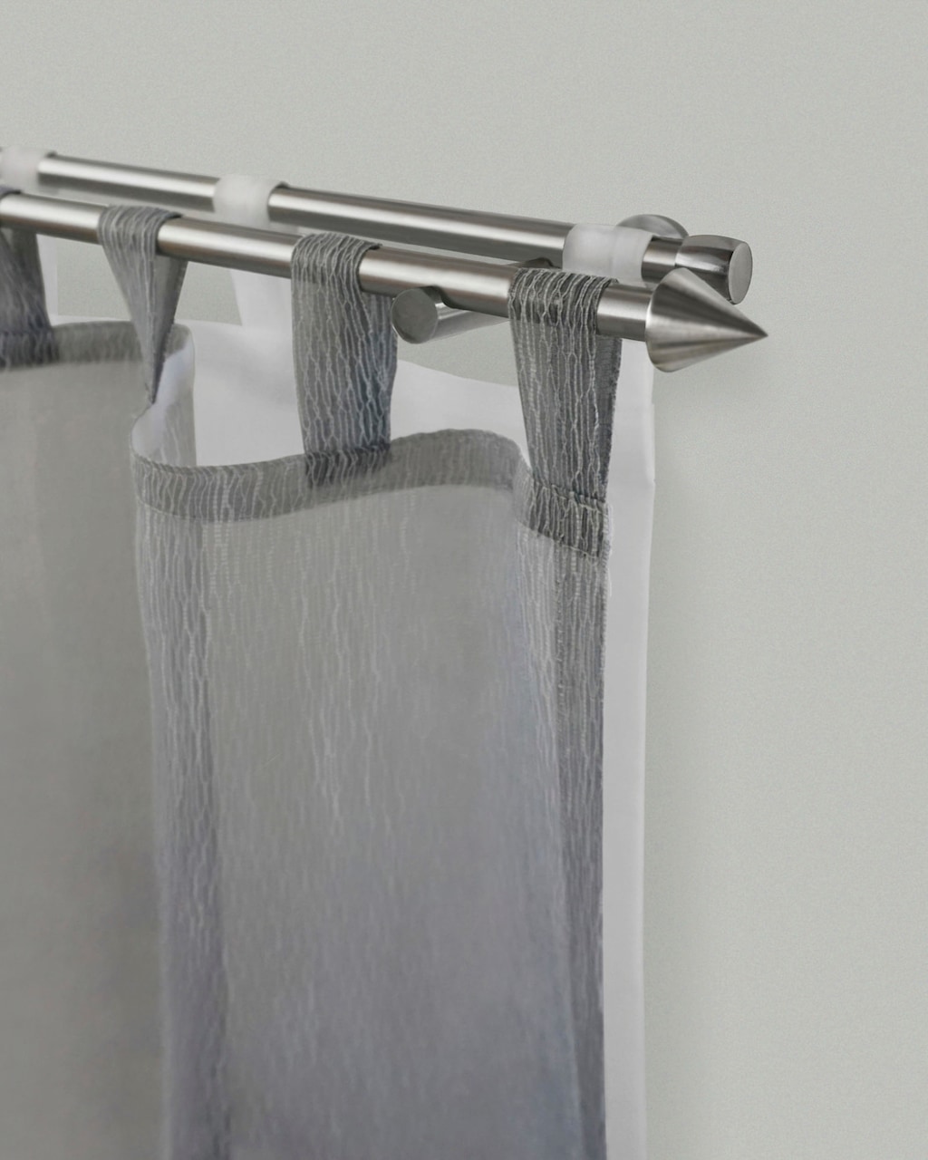 Bild von Gardinenstange GARESA "DIAMANT", silber (edelstahlfarben), L:150cm Ø:16mm, Metall, Metall, Gardinenstangen, Vorhanggarnitur, verlängerbar, Kegel, edelstahl optik, ohne Ringe