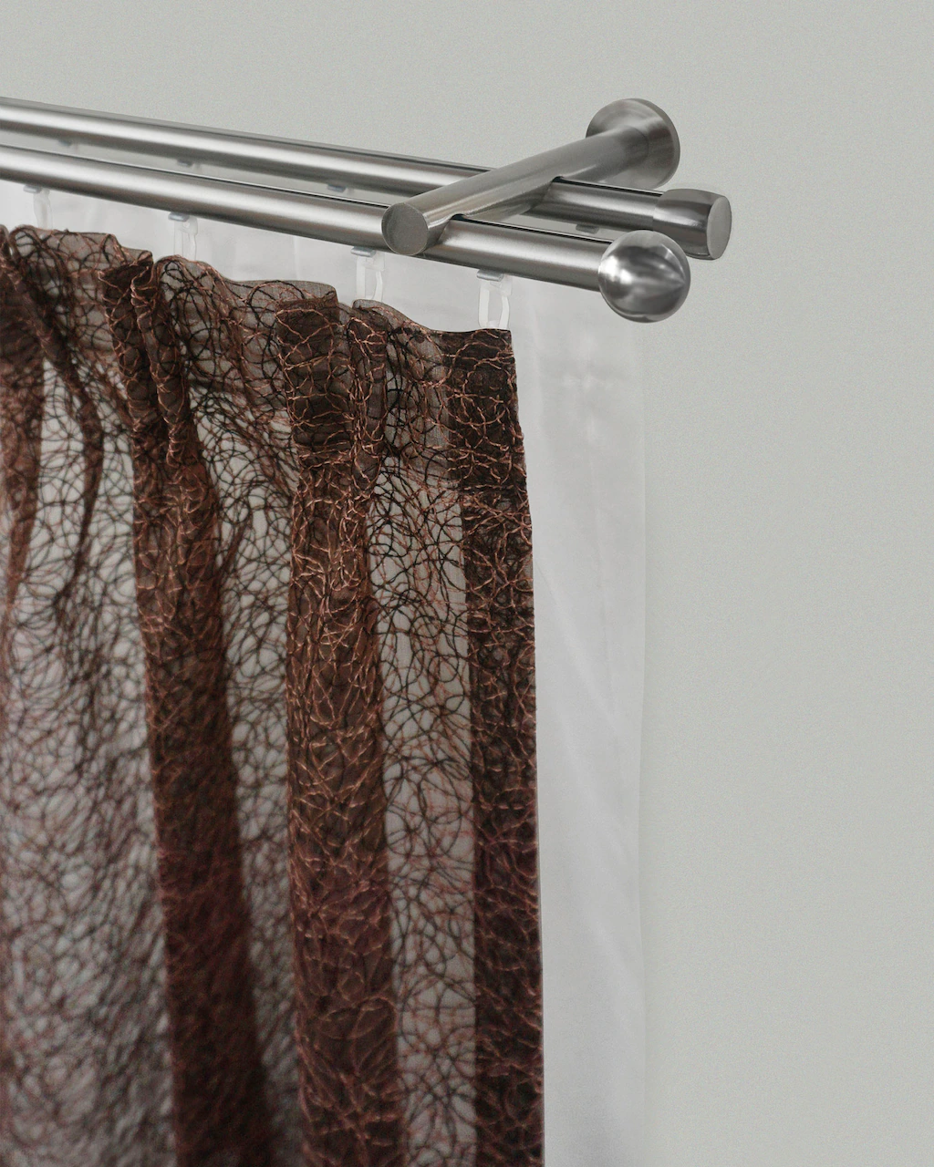 Bild von Gardinenstange GARESA "KUGEL", silber (edelstahlfarben), L:460cm Ø:16mm, Eisen, Gardinenstangen, Innenlauf-Vorhanggarnitur, verlängerbar, Kugel, edelstahl optik