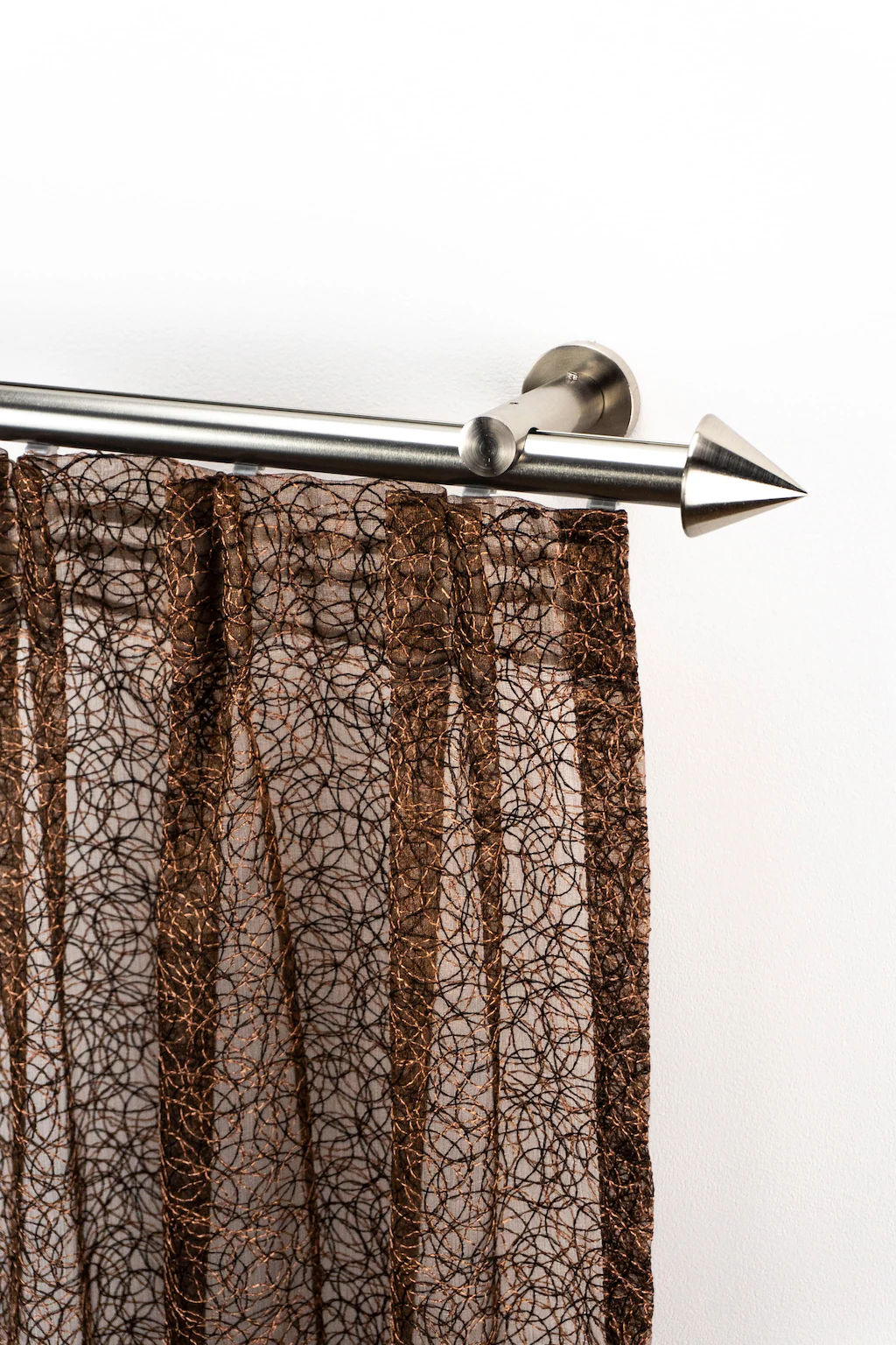Bild von Gardinenstange GARESA "GRAND", silber (edelstahlfarben), L:300cm Ø:20mm, Gardinenstangen, Vorhanggarnitur, einfache Wandmontage, verlängerbar, edelstahl optik