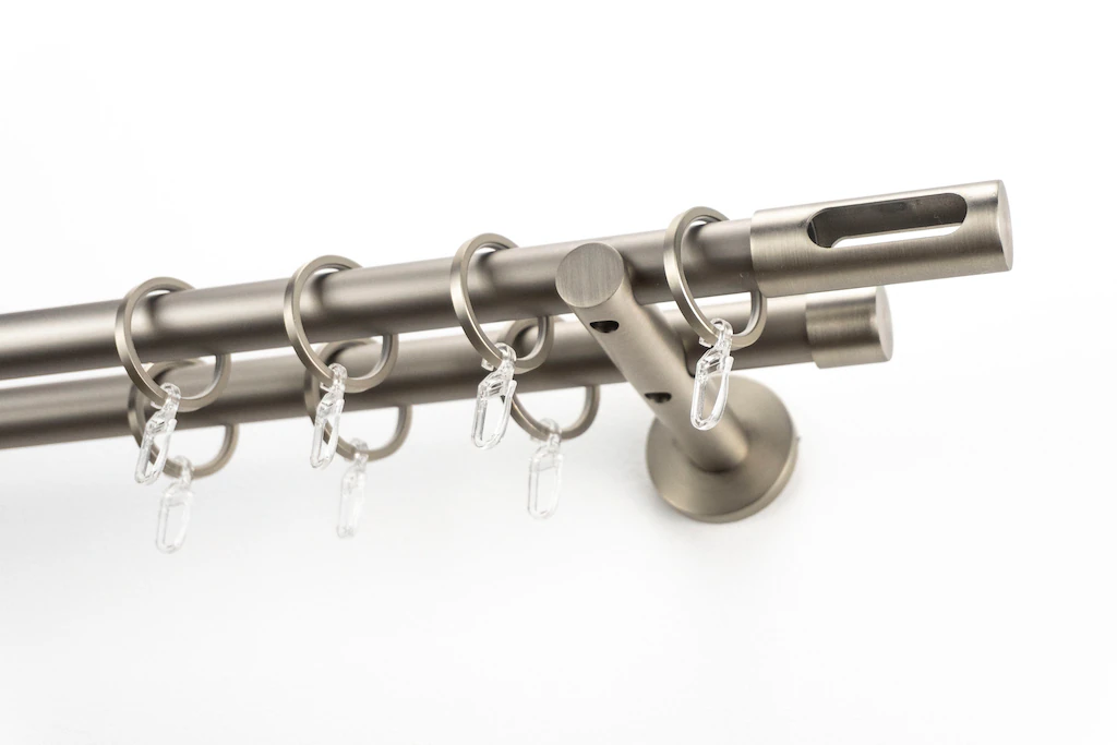 Bild von Gardinenstange GARESA "EASY", gold (aluminiumfarben, nickelfarben), B:65cm L:300cm Ø:20mm, Aluminium, Gardinenstangen, Vorhanggarnitur, verlängerbar, Endk. M. Ausschnitt, Alu, m. Ringe