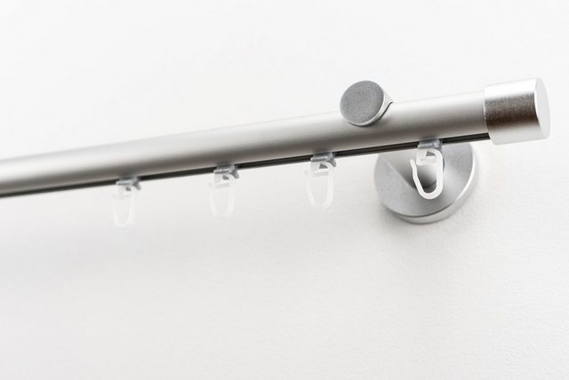 Bild von Gardinenstange GARESA "EASY", silber (silberfarben), B:60cm L:400cm Ø:20mm, Aluminium, Gardinenstangen, Vorhanggarnitur-Innenlauf, verlängerbar, Wandmontage, Kappe, Aluminium