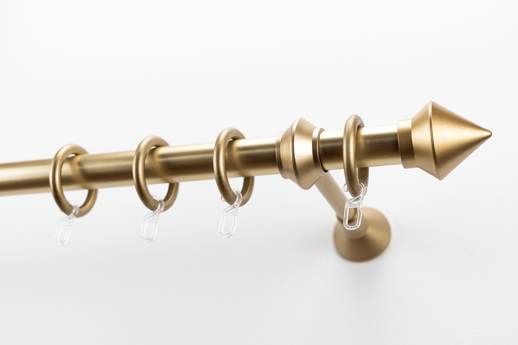 Bild von Gardinenstange GARESA "Palmi", gold (mattmessingfarben), L:480cm Ø:28mm, Kunststoff, Stahl, Gardinenstangen, Vorhanggarnitur, Kunststoff, verlängerbar, mit Ringe/2 Lauf Gleiter