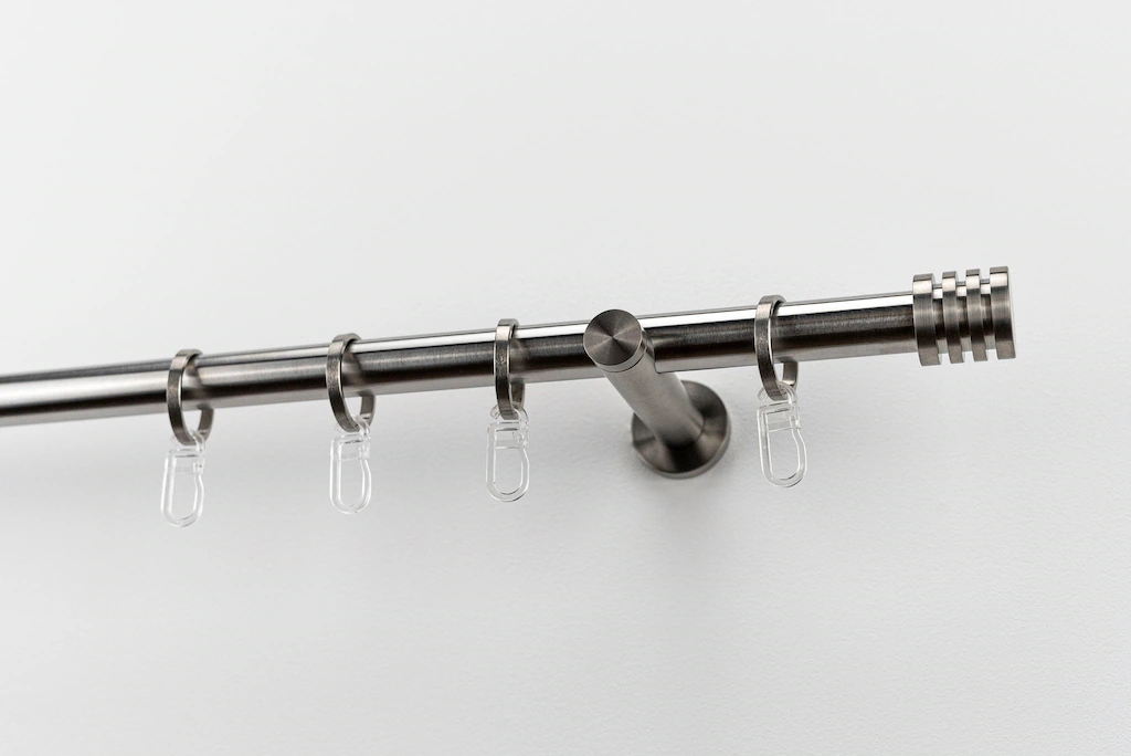 Bild von Gardinenstange GARESA "Elke Vollrund", silber (edelstahlfarben), L:360cm, Edelstahl, Gardinenstangen, Vorhanggarnitur, einfache Montage, verlängerbar, mit Ringe