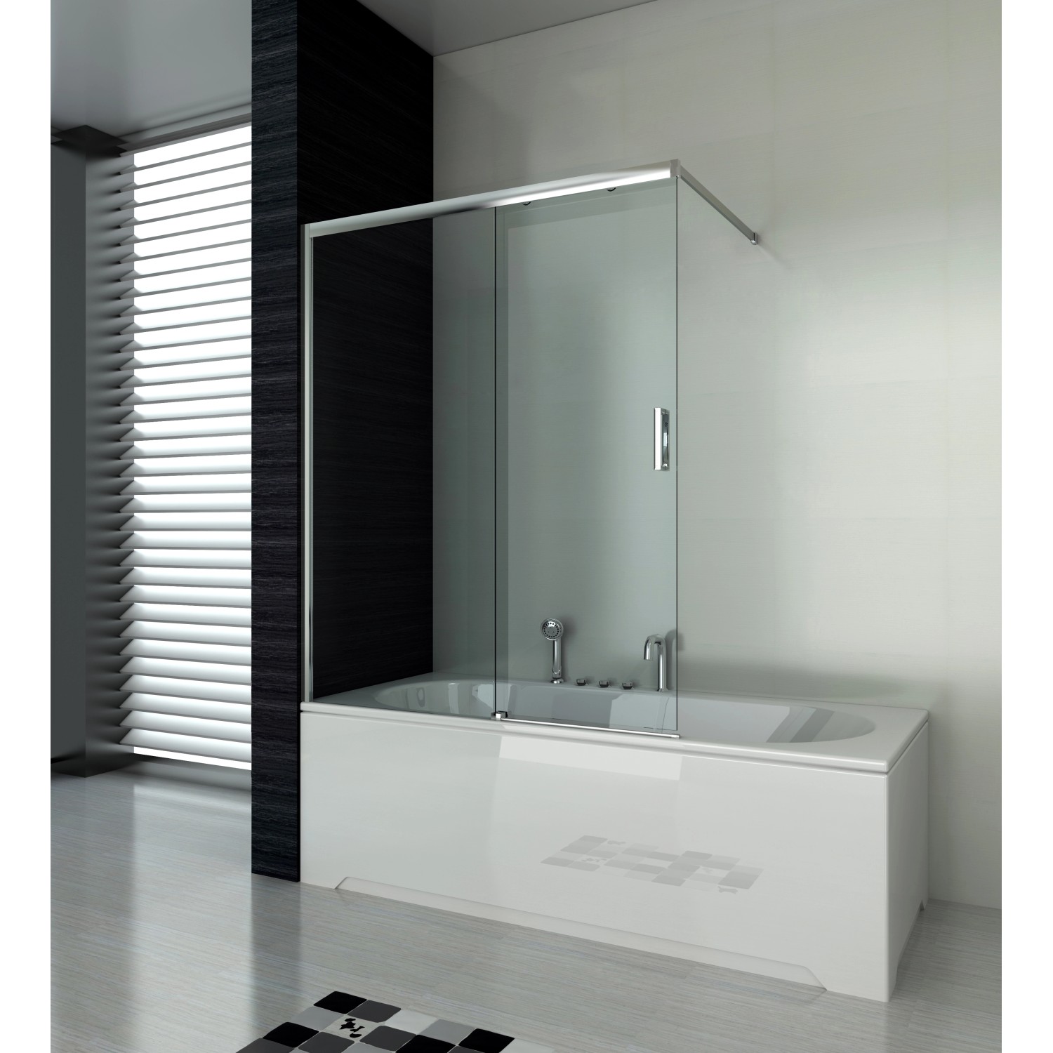 Bild von Sanotechnik Badewannenaufsatz Elite Echtglas mit Schiebelement 140 cm x 120 cm