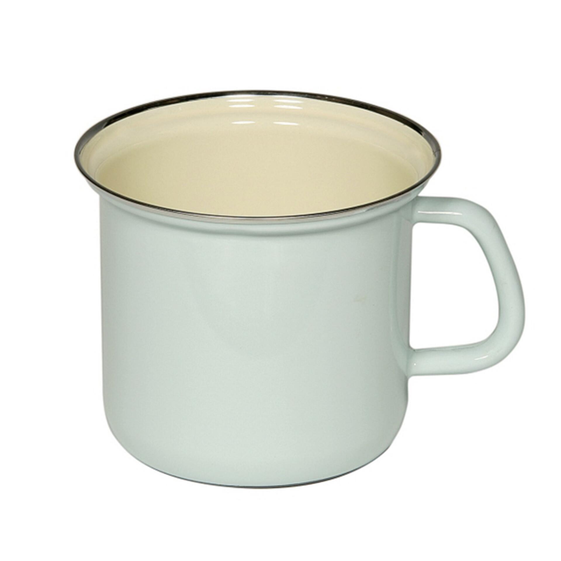 Bild von Riess, 0270-006, Topf mit Chromrand 14, CLASSIC - BUNT/PASTELL, Farbe Türkis, Durchmesser 14 cm, Höhe 13.2 cm, Inhalt 1.5 Liter, Emaille, Induktion