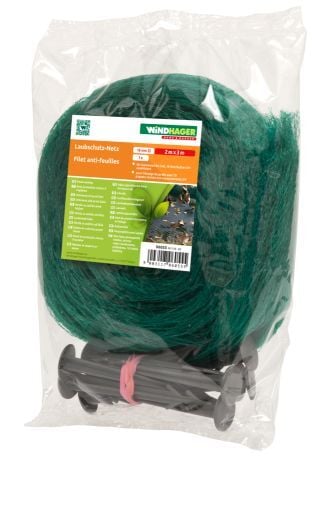 Bild von Windhager Laubschutznetz, Abdecknetz, Gartenschutz, zum Schutz von Teichen und Wasserbehältern, inkl. 10 Netzhaltern, Grün, 5 x 4 m, 06050