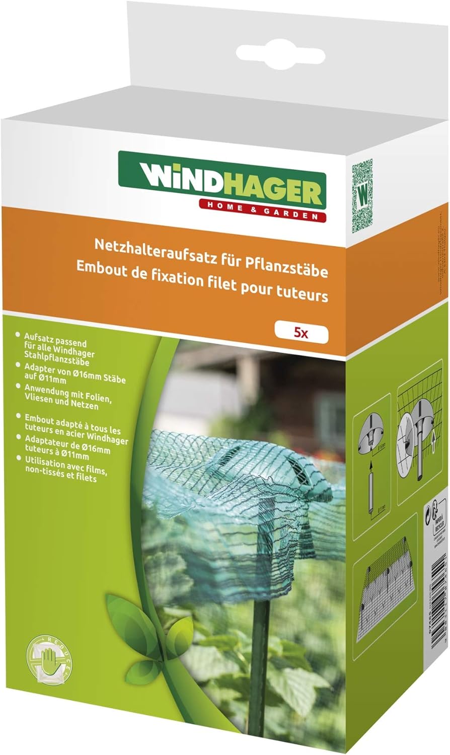 Bild von Windhager Pflanzstab-Netzhalter, Netzstütze für Beete, Netzhalter-Aufsatz zum Schutz von Obststräuchern, Ø 12 cm, 5 Stück, 07465