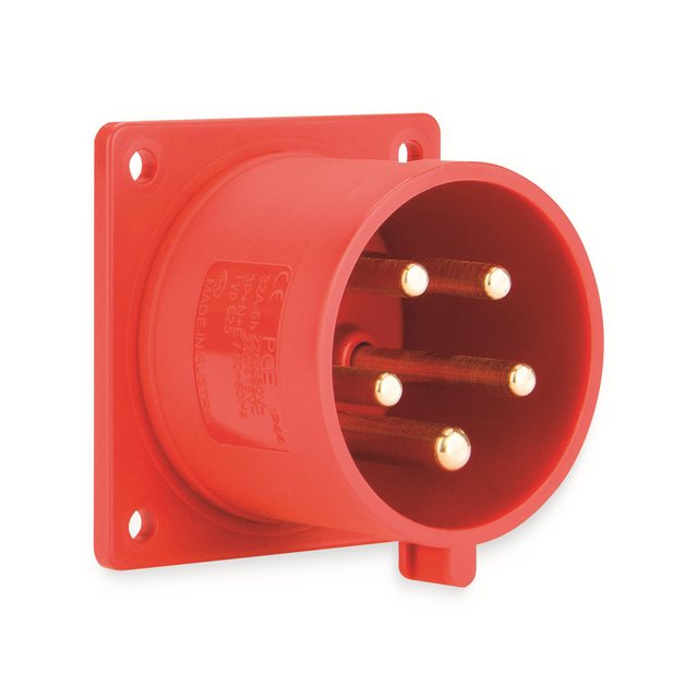 Bild von PCE, Netzstecker + Netzkupplung, 625-6 Anbaugerätestecker gerade 32A 5p 6h IP44 (CEE 16/5)