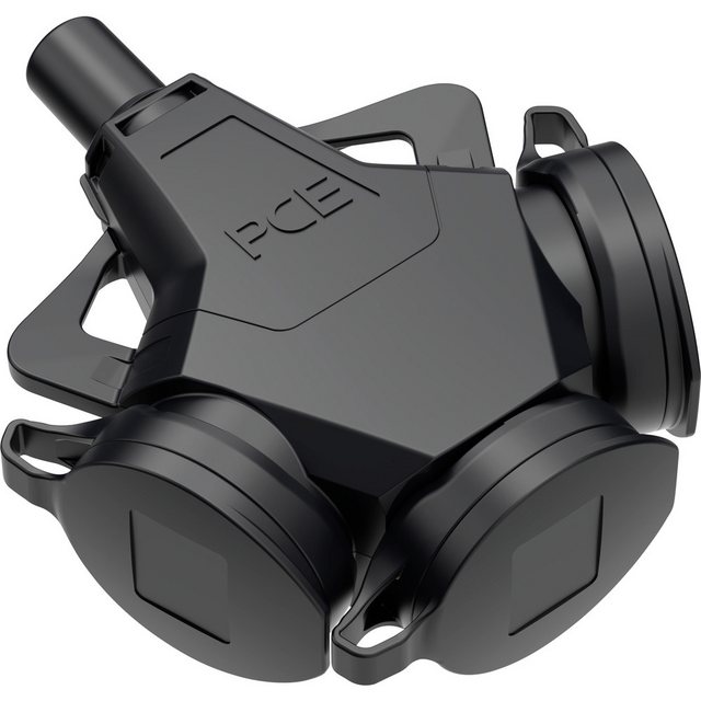 Bild von PCE, Netzstecker + Netzkupplung, PC Electric 243711-ss 3fach-Kupplung Gummi 250 V Schwarz IP54