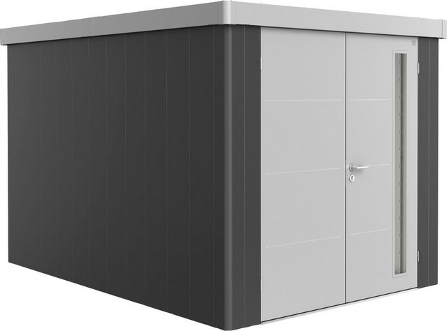 Bild von BIOHORT Gerätehaus »Neo«, Metall, BxT: 236 x 348 cm (Außenmaße inkl. Dachüberstand) - grau