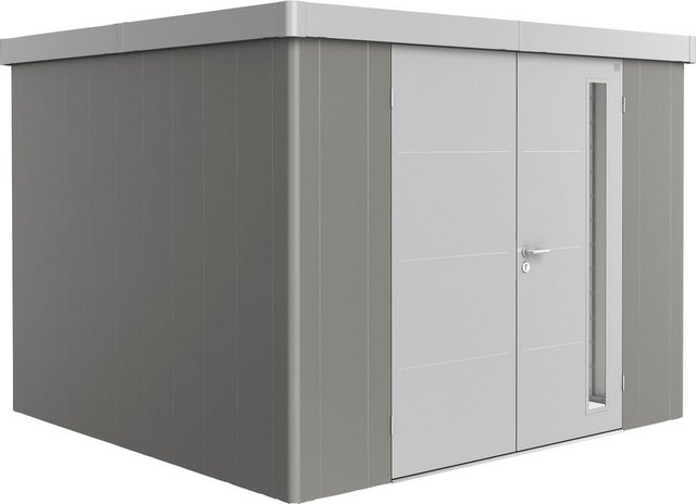 Bild von BIOHORT Gerätehaus »Neo«, Stahl, BxHxT: 292 x 222 x 292 cm (Außenmaße inkl. Dachüberstand) - grau