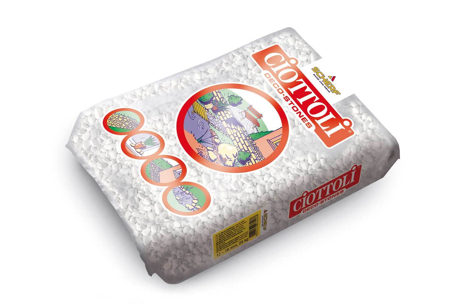 Bild von Marmorzierkiesel Carrara Weiß 12 -16 mm 25 kg PE-Sack