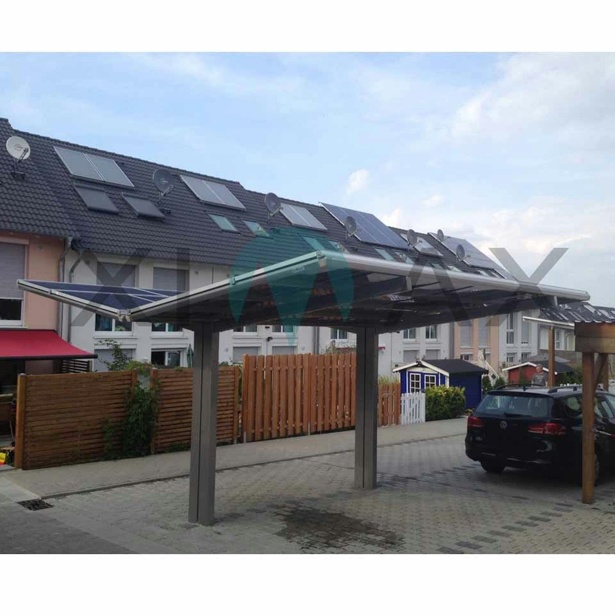 Bild von XIMAX Aluminium Carport Linea Y Bronze Unterstand, 100 kg/m², 4954 mm,5477 mm
