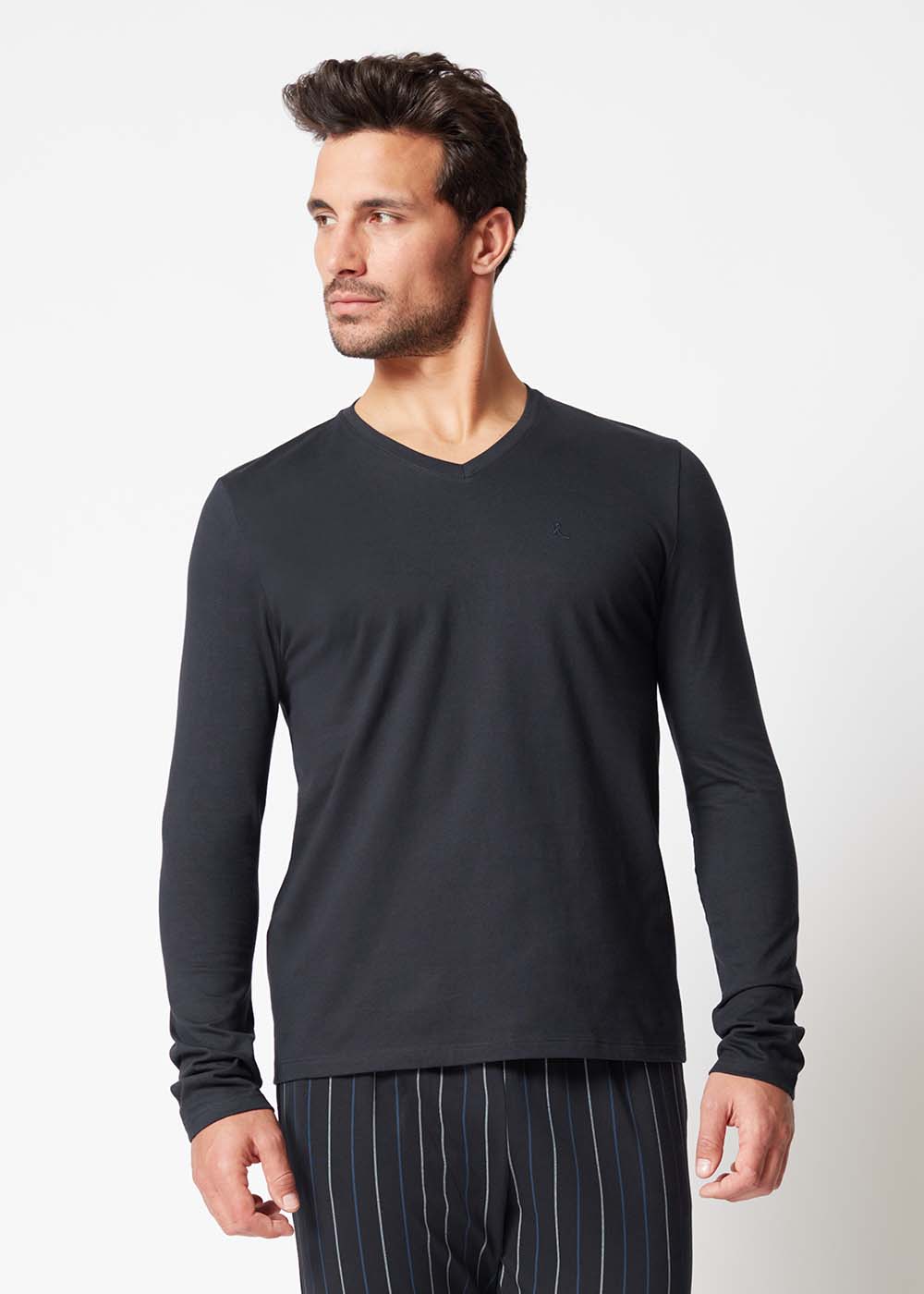 Bild von HUBER Herren Shirt Langarm hautnah Night Basic Selection 117102 Gr. L in Anthracite