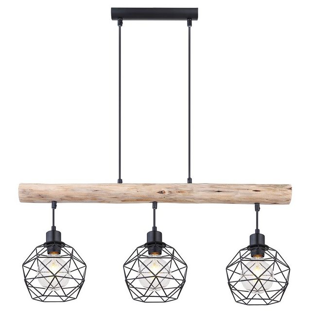 Bild von etc-shop Hängeleuchte, Leuchtmittel nicht inklusive, Vintage Pendel Decken Lampe Holz Balken Wohn Ess Zimmer Gitter
