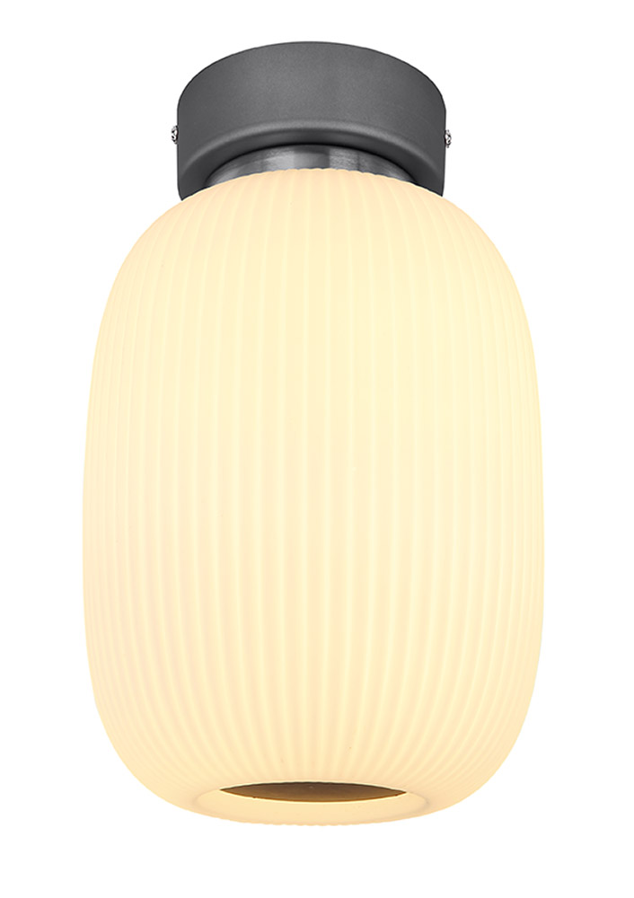 Bild von GLOBO LIGHTING LED Deckenleuchte, LED-Leuchtmittel fest verbaut, Warmweiß, LED Deckenlampe Wohnzimmerleuchte Metall Glas graphit 3000K H 32,5 cm
