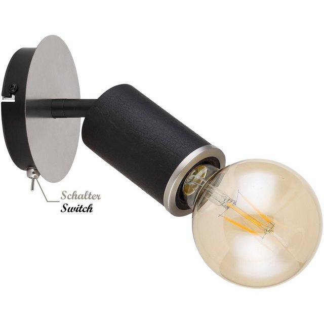 Bild von GLOBO LIGHTING Wandleuchte Wandleuchte mit Schalter Wandlampe Innen Wandstrahler Schwarz 54032-1B