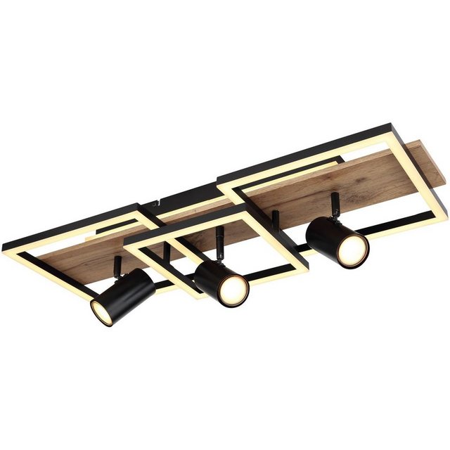 Bild von Globo Deckenleuchte Wohnzimmer Deckenlampe LED Deckenstrahler Deckenspot Holz Optik modern 67305D2