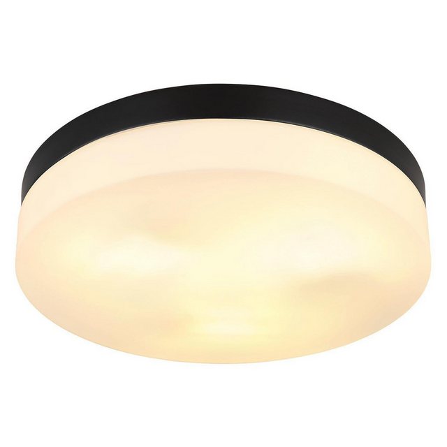 Bild von GLOBO LIGHTING Deckenleuchte VRANOS, Ø 30 cm, 3-flammig, Schwarz, Weiß, ohne Leuchtmittel, Aluminium, Opalglas, IP44 Spritzwassergeschützt