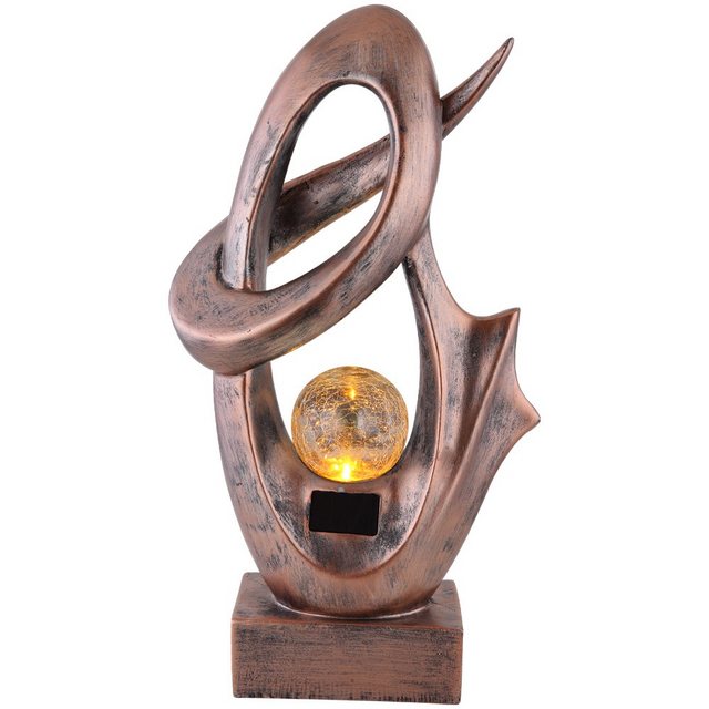 Bild von GLOBO LIGHTING Gartenleuchte, LED-Leuchtmittel fest verbaut, Warmweiß, Außenlampe Solarleuchte Feuereffekt warmweiß LED Gartenleuchte bronze